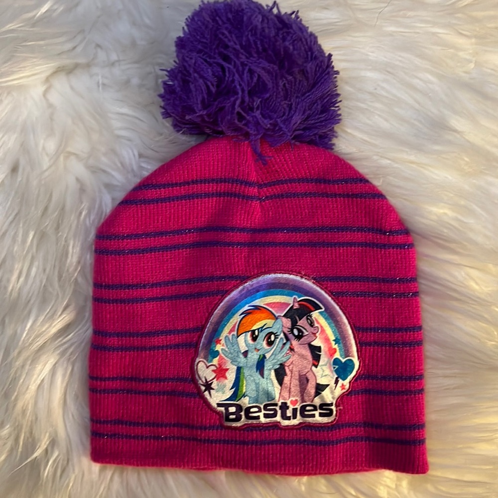 My Little Pony Kids Winter Beanie Hat with Pom Pom “Besties” Fits age 3-5 years